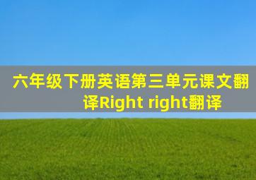 六年级下册英语第三单元课文翻译Right right翻译